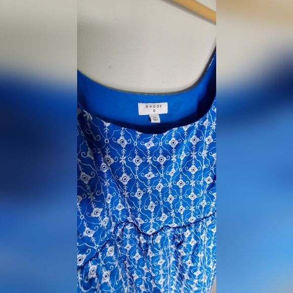 Rhode Eyelet Mini Babydoll Dress Blue With pockets Size XXL - Picture 11 of 16